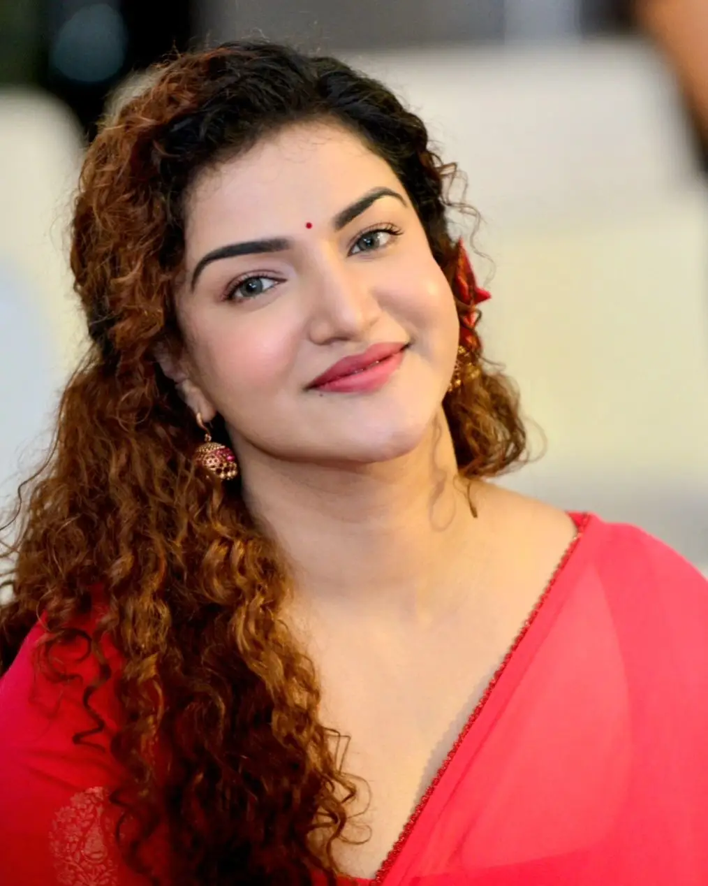 Honey Rose Long Hair Smiling Face Closeup Wallpapers